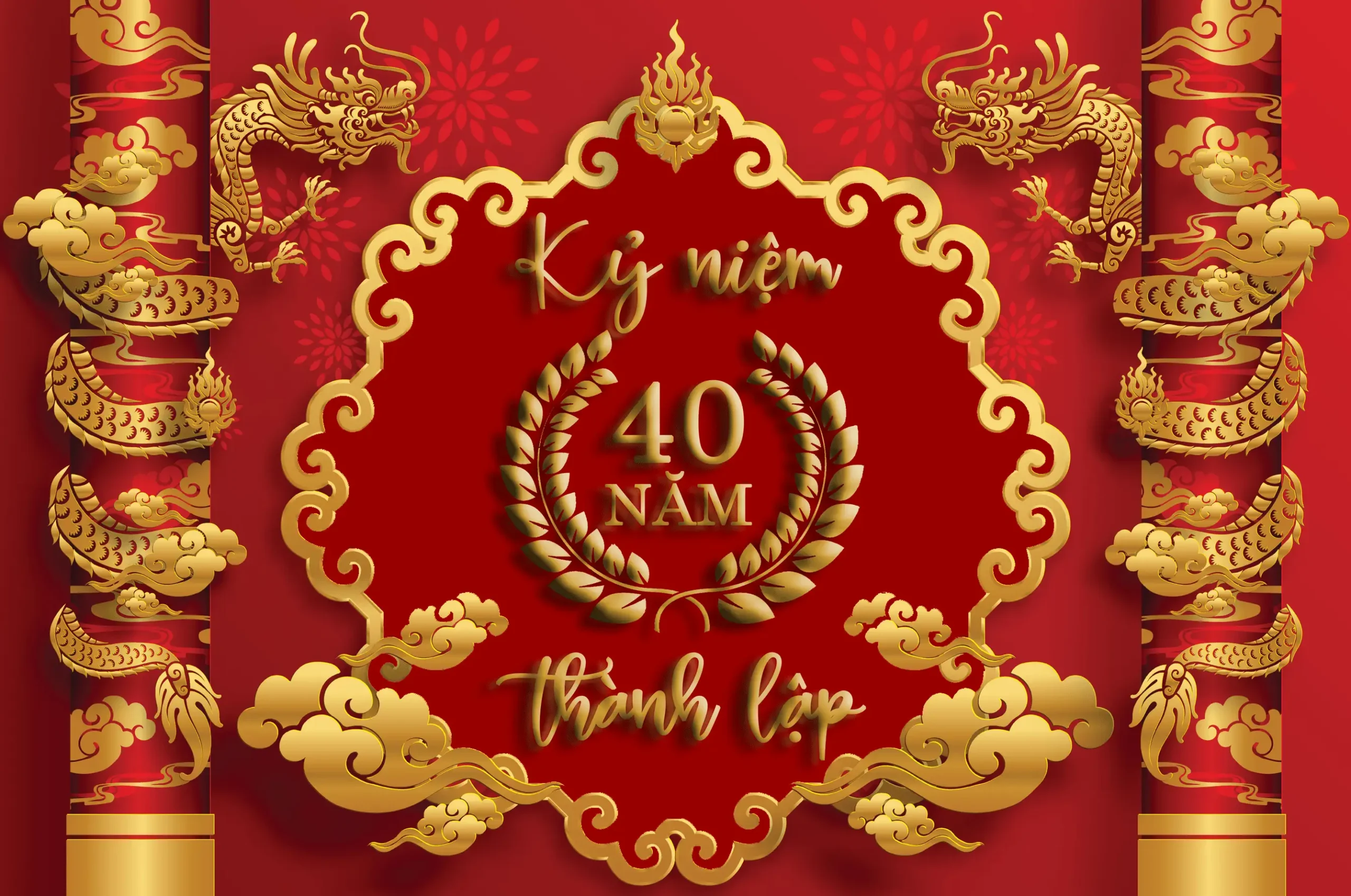40 years anniversary poster red and golden color